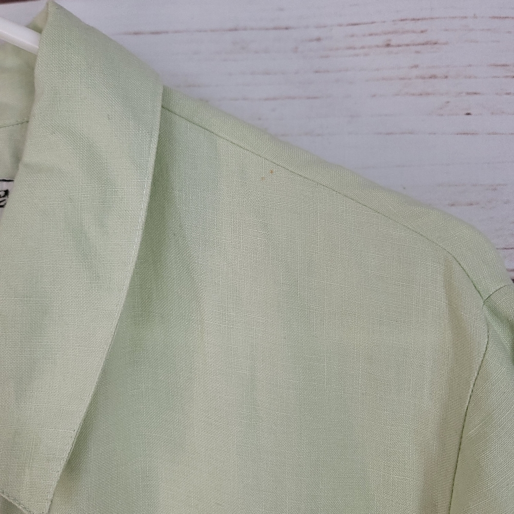 LA Blend | Linen Beaded Floral Button Up Short Sleeve Top Lagenlook - Picture 3 of 7